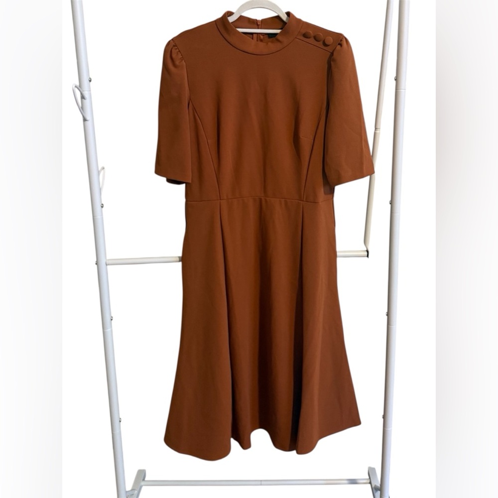 Elegant Cinnamon Brown Midi Dress